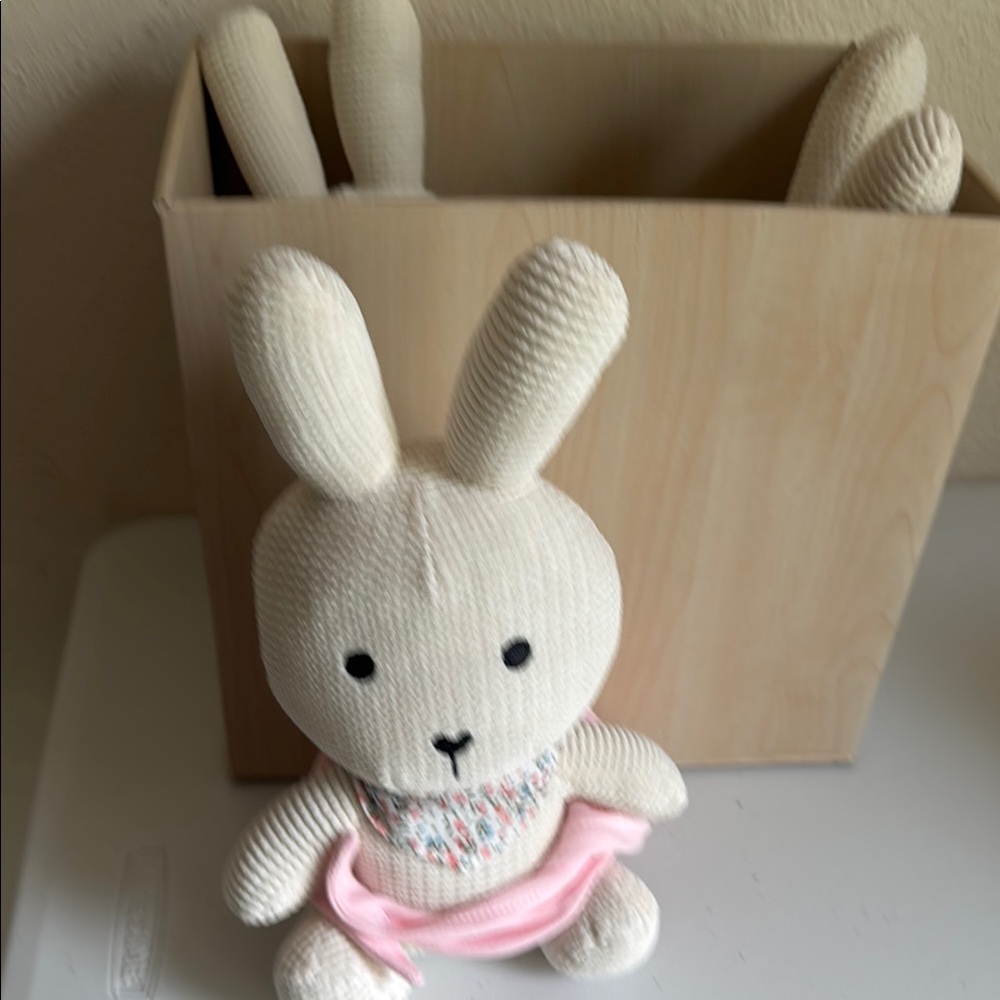 Adorable Cream Bunny Plush Toy with Pink Outfit NEW NEVER USED